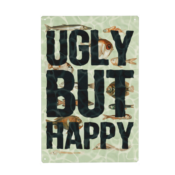Holzbild "Hässlich, aber glücklich" artboxONE - Tiere,Unterwasser,Lustig