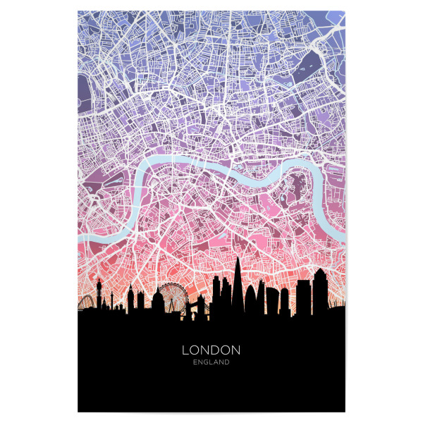 Poster 30x20 cm "London Skyline Karte Pastell" artboxONE - Städte