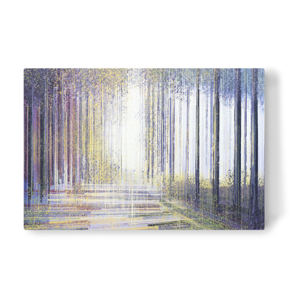 Leinwandbild "Baumgrenze im Morgengrauen" artboxONE - Natur,Abstrakt - Abstrakt,Natur,Malerei,Gelb,Lila,Schwarz,Pfade,Wald,Bäume