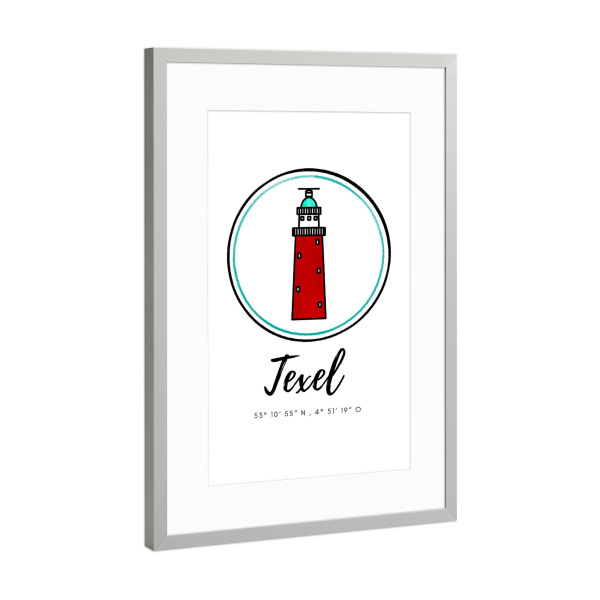 Poster mit Rahmen Silber "Leuchtturm Texel Eierland" artboxONE - Reise,Architektur,Reise / Strand und Meer