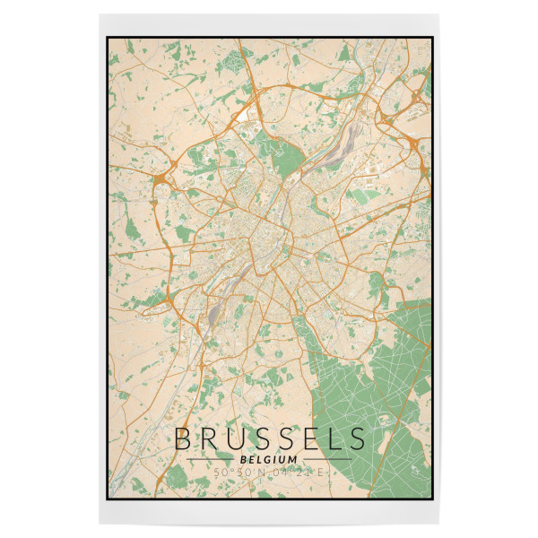 Poster 30x20 cm "Brüsseler Vintage-Karte" artboxONE - Städte / Weitere,Kartografie