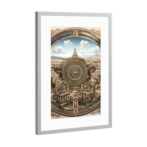 Poster mit Rahmen Silber "Mandala - Zivilisationen - Verona" artboxONE - Städte,Abstrakt,Architektur