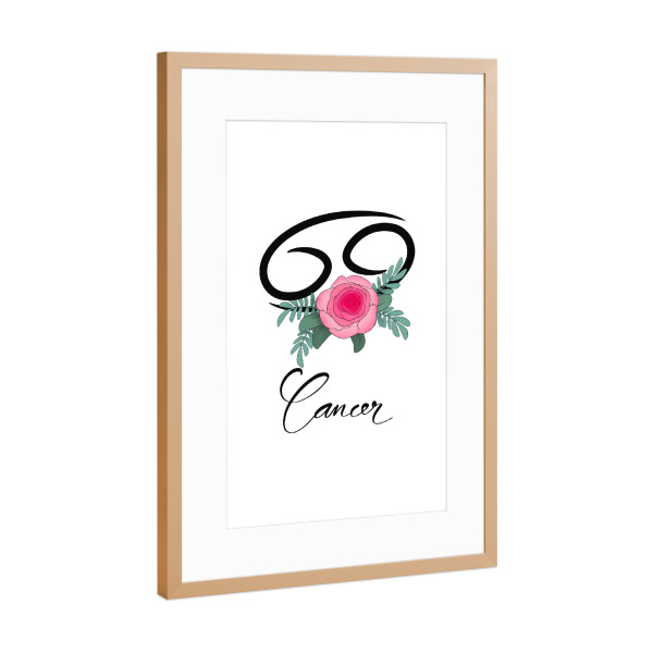 Poster mit Rahmen Kupfer "Blumentierkreis: Krebs" artboxONE - Typografie,Floral,Fashion