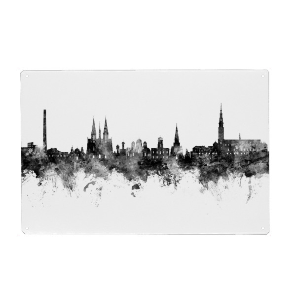 Holzbild "Czestochowa Polen Skyline Schwarz" artboxONE - Städte - Tschenstochau,Polen,Skyline,Stadtbild,Stadtbild,Aquarell,Malerei