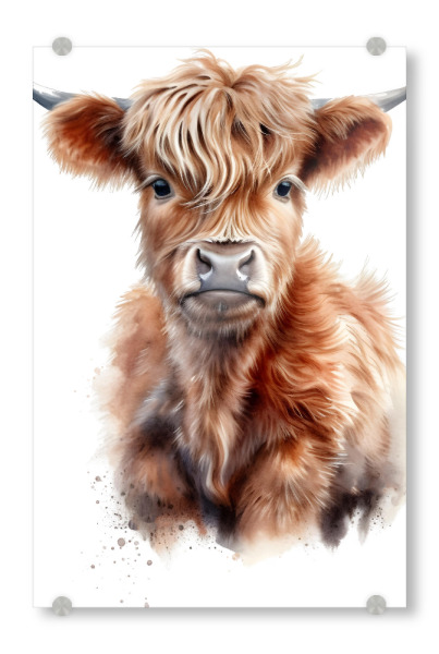 Acrylglasbild "Hochlandkuh Z" artboxONE - Tiere - Kuh,Rind,Hochland,Niedlich,Aquarell,Tiere