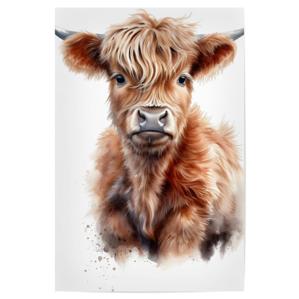 Poster 30x20 cm "Hochlandkuh Z" artboxONE - Tiere - Kuh,Rind,Hochland,Niedlich,Aquarell,Tiere