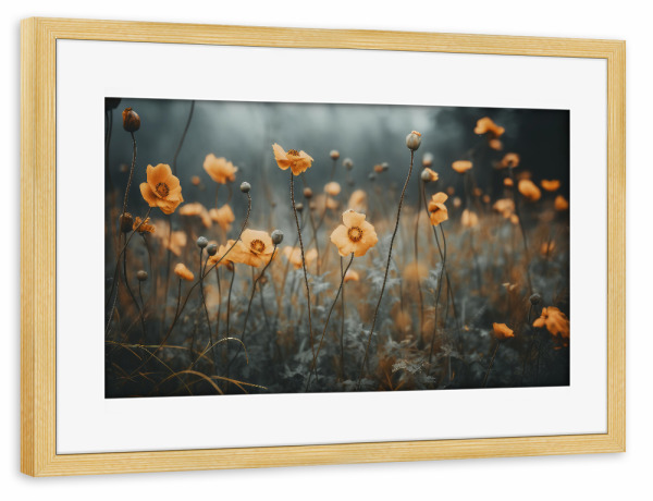 Poster mit Rahmen kiefer "Orange Poppy" artboxONE - Natur,Floral,Für Mama - Blume,Blumen,Natur,Fotografie,Digitale kunst,Digital art,Mohn