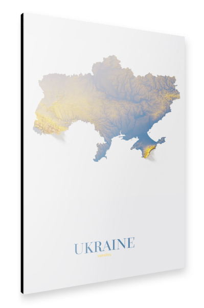 Alu-Dibond "Ukraine 3D-Karte" 30x20 cm artboxONE
