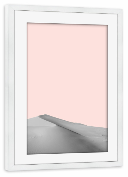 Poster mit Rahmen weiß "Minimalist desert B" artboxONE - Natur - Deserto,Paisagem,Colagem,Natural,Texturas,Sol,Pôr do sol,Pintura,Fotografie