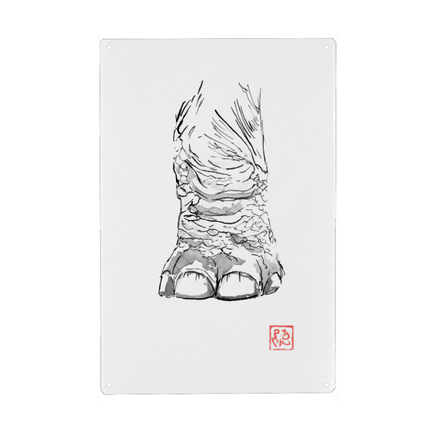 Metall Poster "Elefantenfuß" artboxONE - Tiere - Afrika,Japan,Elefant,Fuß,Sumie - Blechschild