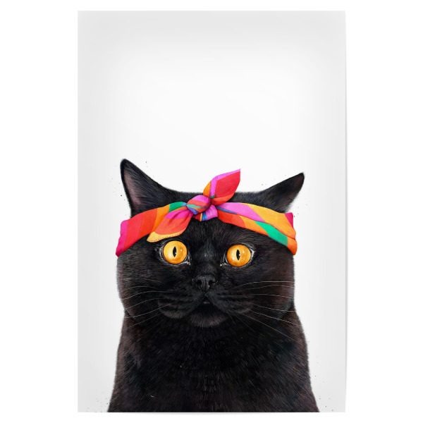 Poster "Black cat with bandana" artboxONE - Tiere,Comic,Liebe,Fashion,Lustig