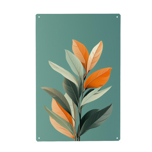 Holzbild "Leaf green-orange" artboxONE - Natur,Floral