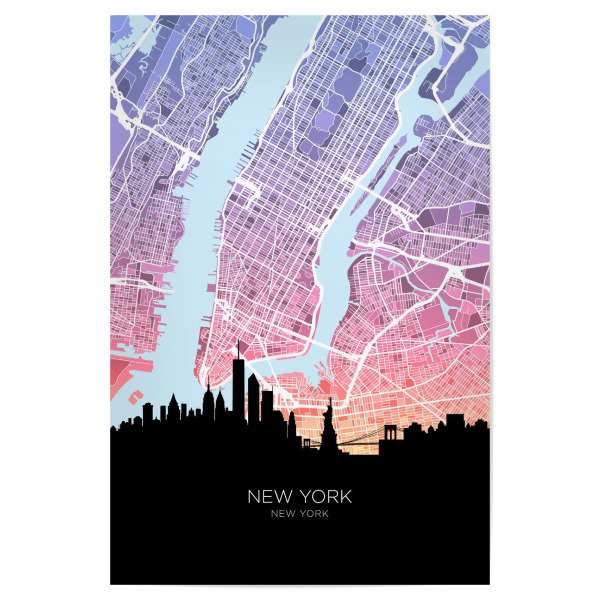 Poster "New York City Karte Pastell" artboxONE - Städte,Städte / New York