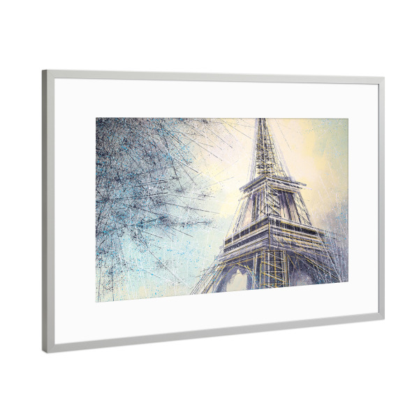 Poster mit Rahmen Silber "Eiffelturm in der Abenddämmerung" artboxONE - Natur,Architektur,Städte / Paris