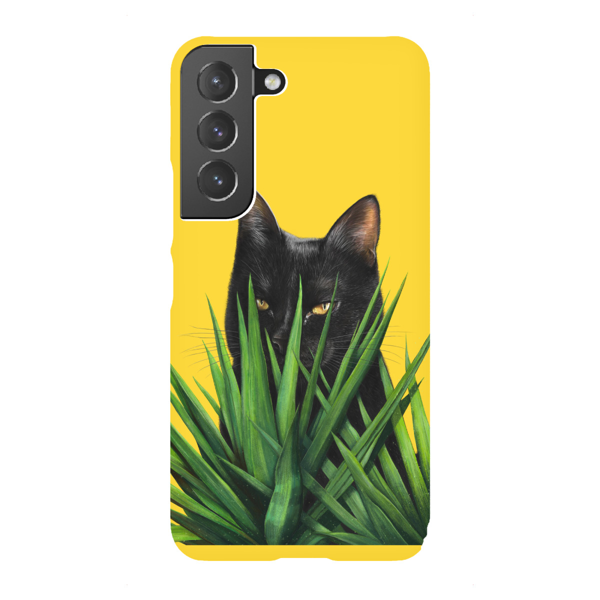 Samsung Galaxy "Schwarze Katze in Blättern" Premium-Case Handyhülle artboxONE