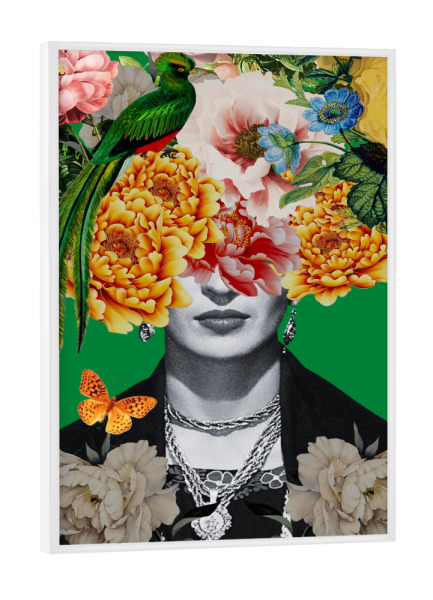 Poster mit weißem Rahmen "Frida Kahlo collage" artboxONE - Floral,Menschen