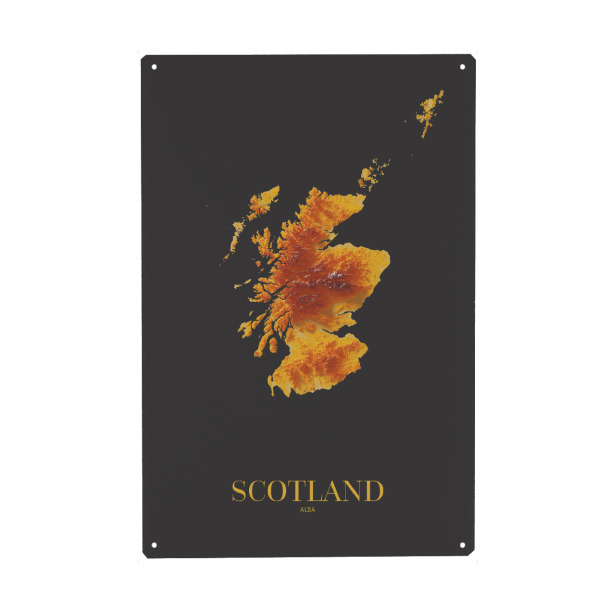 Holzbild "Schottland 3D-Karte – Gold" artboxONE - Reise,Kartografie