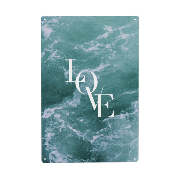 Holzbild "Love Sea" artboxONE - Natur,Liebe - Sea,Meer,Love,Liebe,Typografie,Wellen,Wave,Waves,New,Neu,Urlaub,Sommer