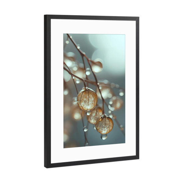 Poster mit Rahmen Schwarz (Metallic) "Tiny Glassy Berries" artboxONE - Natur,Floral,Für Mama