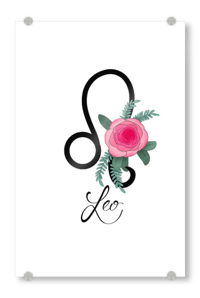 Acrylglasbild "Blumentierkreis: Löwe" artboxONE - Typografie,Floral,Fashion