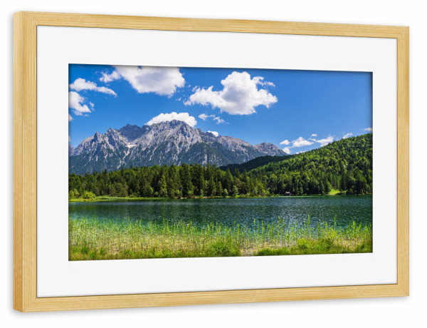 Poster mit Rahmen kiefer "See, Bäume, Berge, Wolken" artboxONE - Natur,Reise