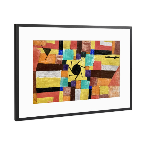 Poster mit Rahmen Schwarz (Metallic) "Rotierende schwarze Sonne" artboxONE - Abstrakt,Geometrie,Streetart