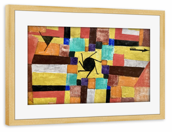 Poster mit Rahmen kiefer "Rotierende schwarze Sonne" artboxONE - Abstrakt,Geometrie,Streetart