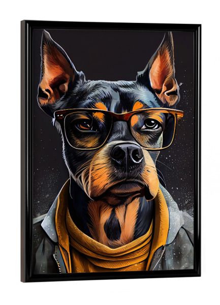 Poster mit schwarzem Rahmen "Hipster dog Shadow" artboxONE - Für Kinder,Tiere - Hund,Hipster,Indie,Tiere,Haustier,Hipster-katze,Illustration,Grafik