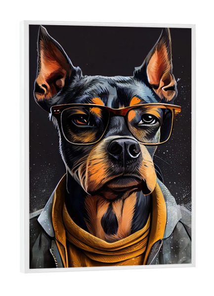 Poster mit weißem Rahmen "Hipster dog Shadow" artboxONE - Für Kinder,Tiere - Hund,Hipster,Indie,Tiere,Haustier,Hipster-katze,Illustration,Grafik