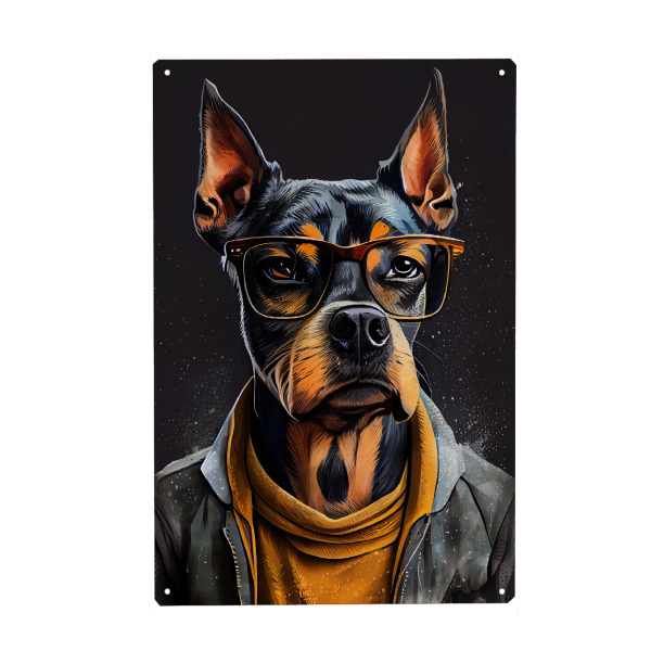 Holzbild "Hipster dog Shadow" artboxONE - Für Kinder,Tiere - Hund,Hipster,Indie,Tiere,Haustier,Hipster-katze,Illustration,Grafik