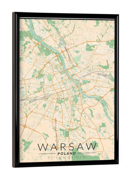 Poster mit schwarzem Rahmen "Warschauer Vintage-Karte" artboxONE - Städte / Weitere,Kartografie