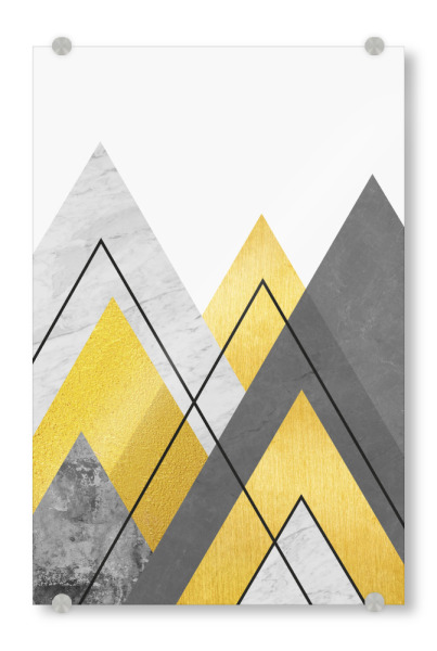 Acrylglasbild "Landscape in collage C" artboxONE - Abstrakt,Geometrie - Landscape,Collage,Natural,Forest,Mountains,Textures,Sun,Sunset,Painting