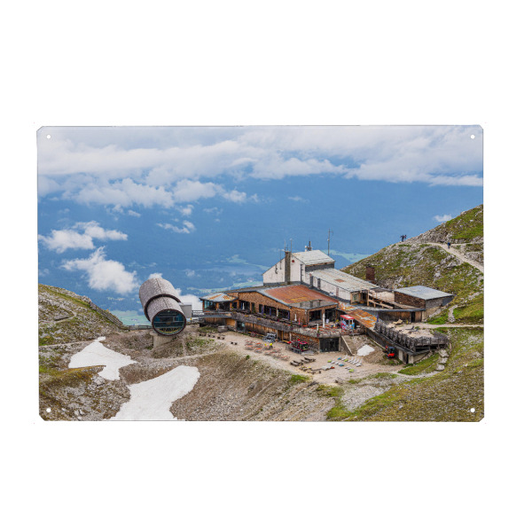 Metall Poster "Gebirge, Bergstation, Wolken" artboxONE - Natur,Reise,Architektur