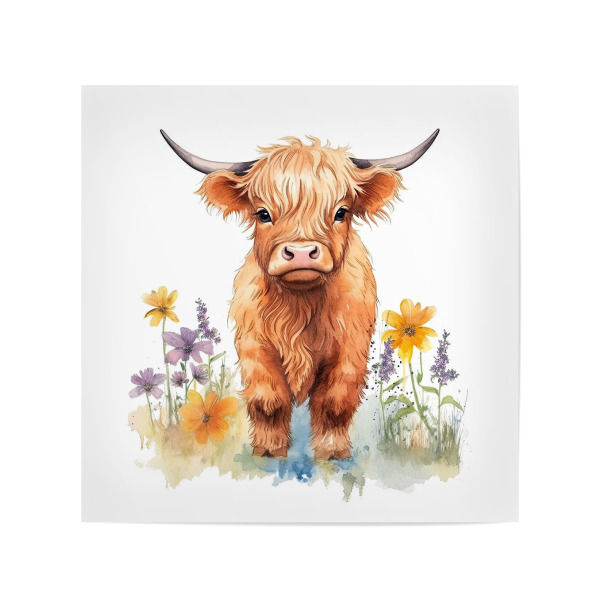 Poster 20x20 cm "Hochlandkuh F" artboxONE - Natur,Floral,Tiere - Kuh,Rind,Kalb,Tiere,Blumen,Blumen,Natur
