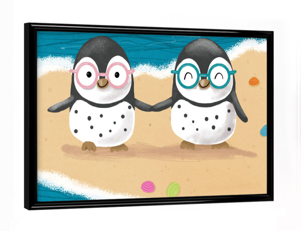 Poster mit schwarzem Rahmen "Brillenpinguine" artboxONE - Für Kinder,Tiere