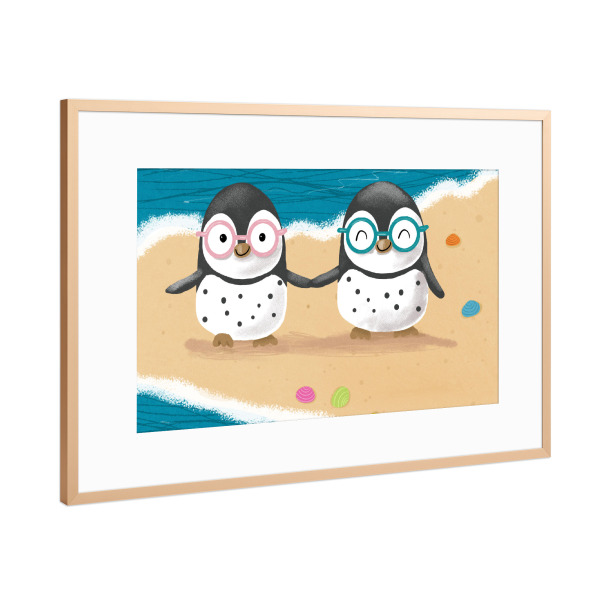 Poster mit Rahmen Kupfer "Brillenpinguine" artboxONE - Für Kinder,Tiere