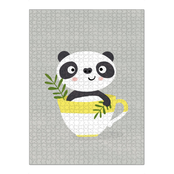 Puzzle Ravensburger "Tassen Panda" artboxONE - Für Kinder - Pandabär,Panda,Tier,Asien,Bambus,Tasse,Niedlich,Süß,Kinder,Kinderzimmer - Bild pandabär
