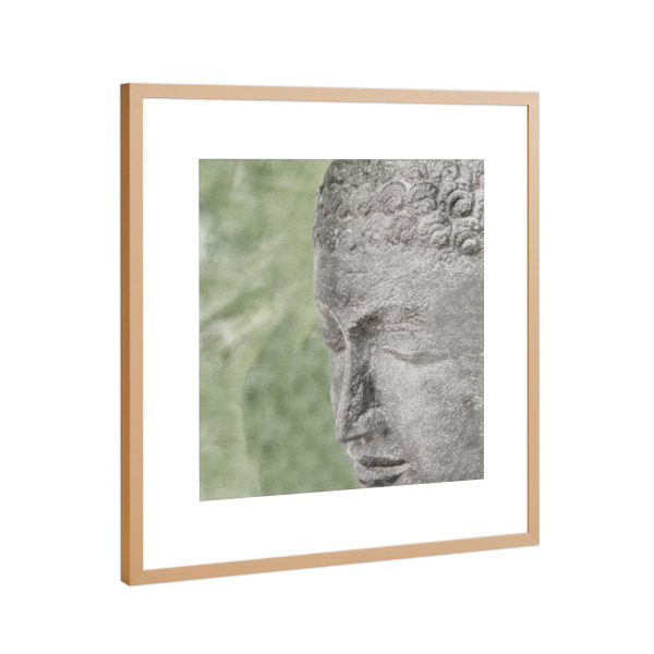 Poster mit Rahmen Kupfer "Zen-Statue C" artboxONE - Floral,Architektur - Zen,Statue,Mann,Garten