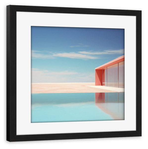 Poster mit Rahmen schwarz "Midcentury Poolside Art" artboxONE - Abstrakt,Architektur