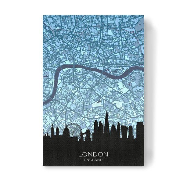 Leinwandbild "London Skyline Map Blues" artboxONE - Städte,Städte / London