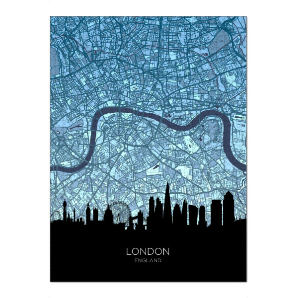 Puzzle Ravensburger "London Skyline Map Blues" artboxONE - Städte,Städte / London