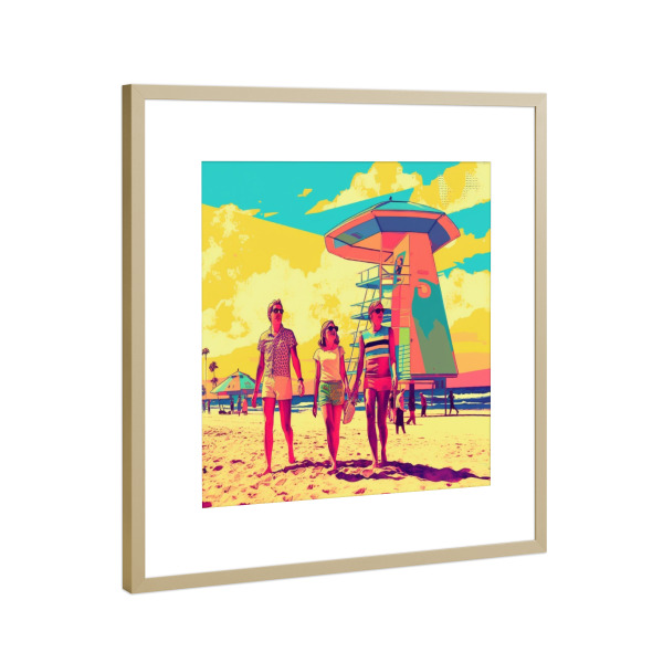 Poster mit Rahmen Gold "BEACH SUN" artboxONE - Reise,Menschen,Liebe,Fashion - Menschen,Reisen,Stand,Beach,Strand