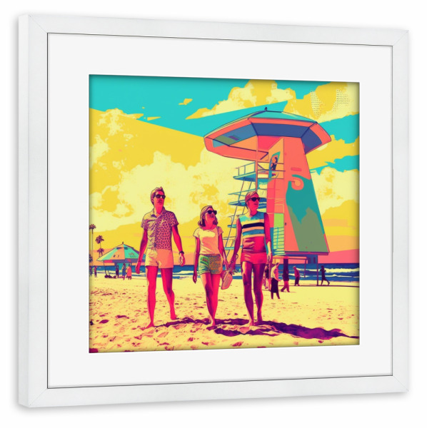 Poster mit Rahmen weiß "BEACH SUN" artboxONE - Reise,Menschen,Liebe,Fashion - Menschen,Reisen,Stand,Beach,Strand