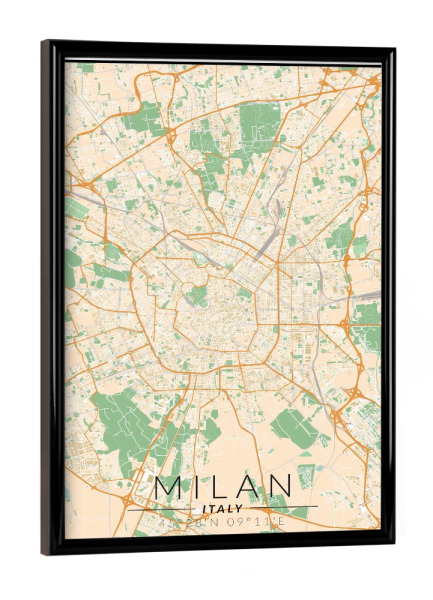 Poster mit schwarzem Rahmen "Mailand Vintage Karte" artboxONE - Städte / Weitere