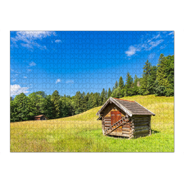 Puzzle Ravensburger "Wiese, Hütte, Bäume" artboxONE - Natur,Reise,Architektur