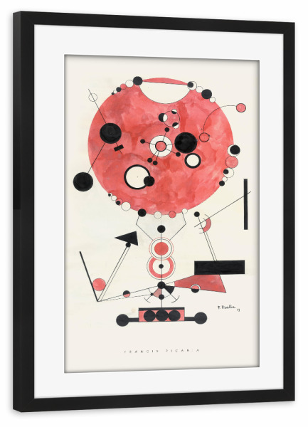 Poster mit Rahmen schwarz "Francis Picabia" artboxONE - Typografie,Abstrakt,Geometrie - Museum,Ballon,Ausstellung,Geometrie,Form,Modern,Abstrakt,Linie