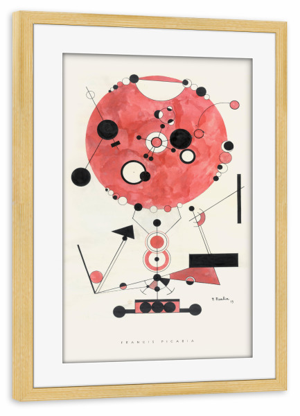 Poster mit Rahmen kiefer "Francis Picabia" artboxONE - Typografie,Abstrakt,Geometrie - Museum,Ballon,Ausstellung,Geometrie,Form,Modern,Abstrakt,Linie