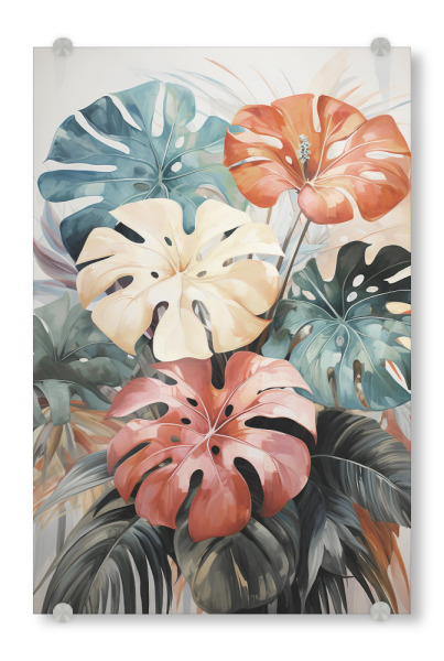 Acrylglasbild "Exotische Boho Monstera" artboxONE - Natur,Floral,Abstrakt
