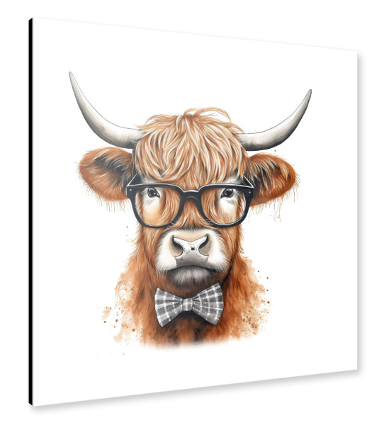 Alu-Dibond "Highland Cow Brille I" 30x30 cm artboxONE
