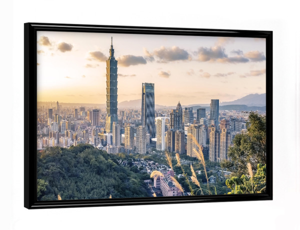 Poster mit schwarzem Rahmen "Sonnenuntergang in Taipeh" artboxONE - Städte,Reise,Architektur,Reise / Asien,Reise / Länder